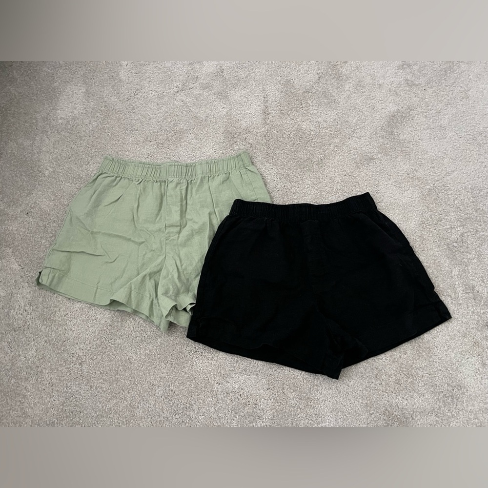 Pacsun Black and Green linen Shorts